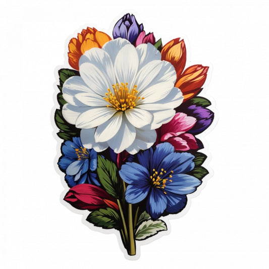 Set 2 bucati, Sticker decorativ, Flori Veronica buchet, Rezistent la apa, NO6045, 16 cm, Multicolor