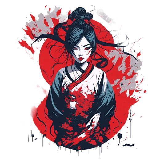 Set 2 bucati, Sticker decorativ, Geisha, Rezistent la apa, NO6238, 16 cm, Multicolor
