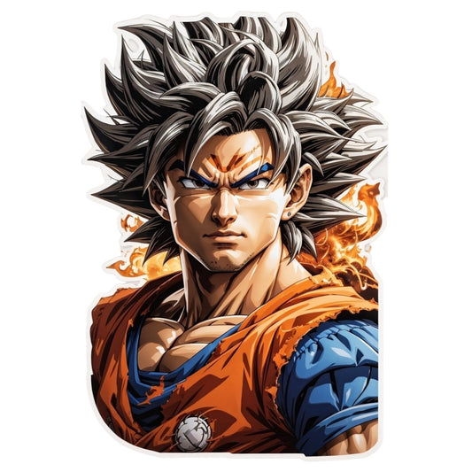 Set 2 bucati, Sticker decorativ, Goku luptator, Rezistent la apa, NO6781, 16 cm, Multicolor