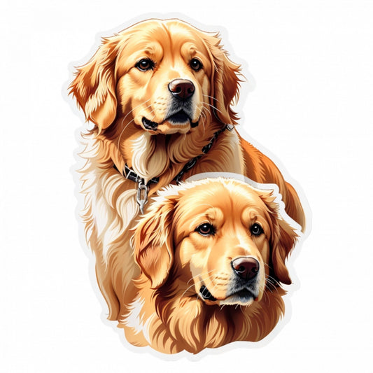 Set 2 bucati, Sticker decorativ, Golden retrievers, Rezistent la apa, NO5345, 16 cm, Multicolor