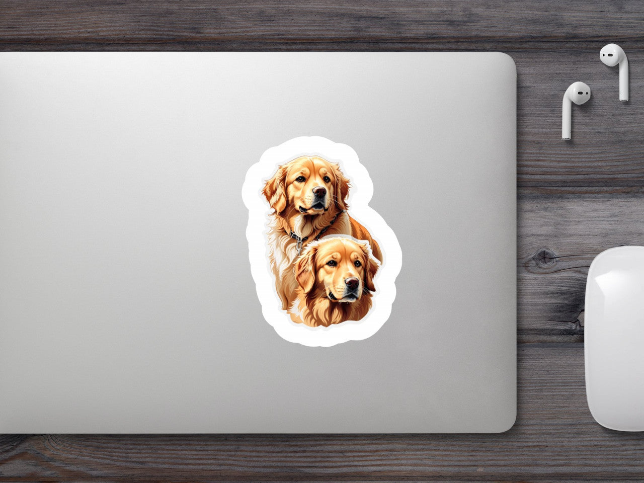 Set 2 bucati, Sticker decorativ, Golden retrievers, Rezistent la apa, NO5345, 16 cm, Multicolor