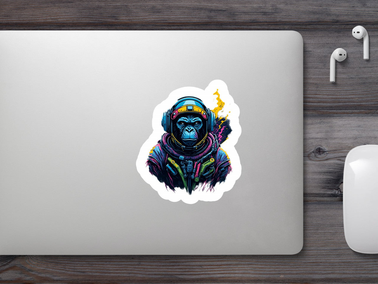 Set 2 bucati, Sticker decorativ, Gorila astronaut, Rezistent la apa, NO6629, 16 cm, Multicolor