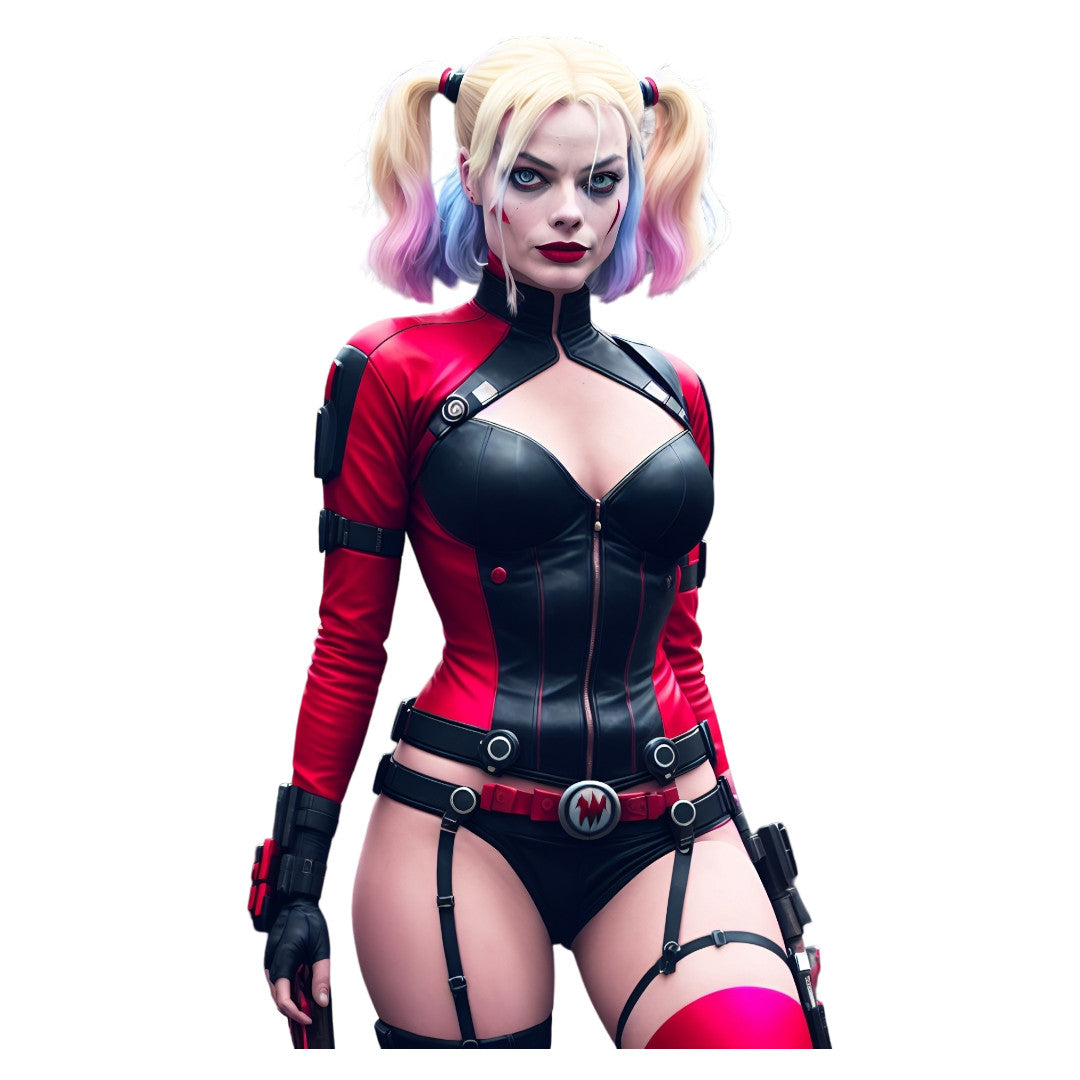 Set 2 bucati, Sticker decorativ, Harley Quinn, Rezistent la apa, NO6483, 16 cm, Multicolor