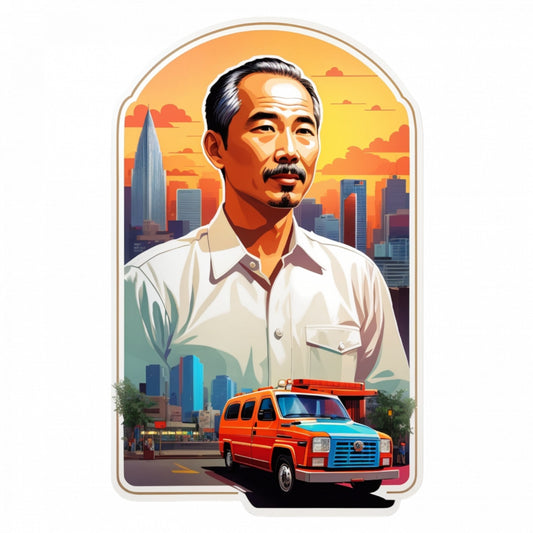 Set 2 bucati, Sticker decorativ, Ho Chi Minh, Rezistent la apa, NO5428, 16 cm, Multicolor