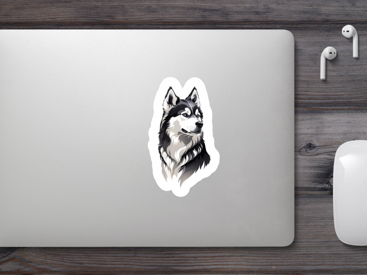 Set 2 bucati, Sticker decorativ, Husky siberian, Rezistent la apa, NO6545, 16 cm, Multicolor