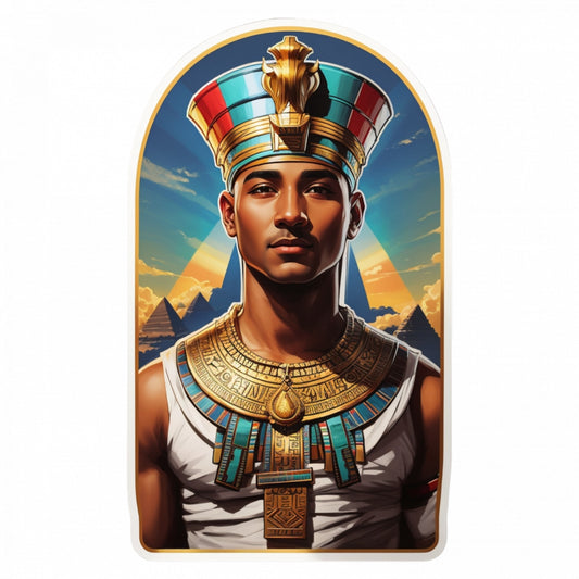Set 2 bucati, Sticker decorativ, Imhotep zeu egiptean, Rezistent la apa, NO5436, 16 cm, Multicolor