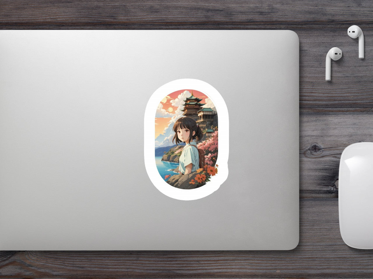 Set 2 bucati, Sticker decorativ, Japoneza pe malul lacului, Rezistent la apa, NO6879, 16 cm, Multicolor