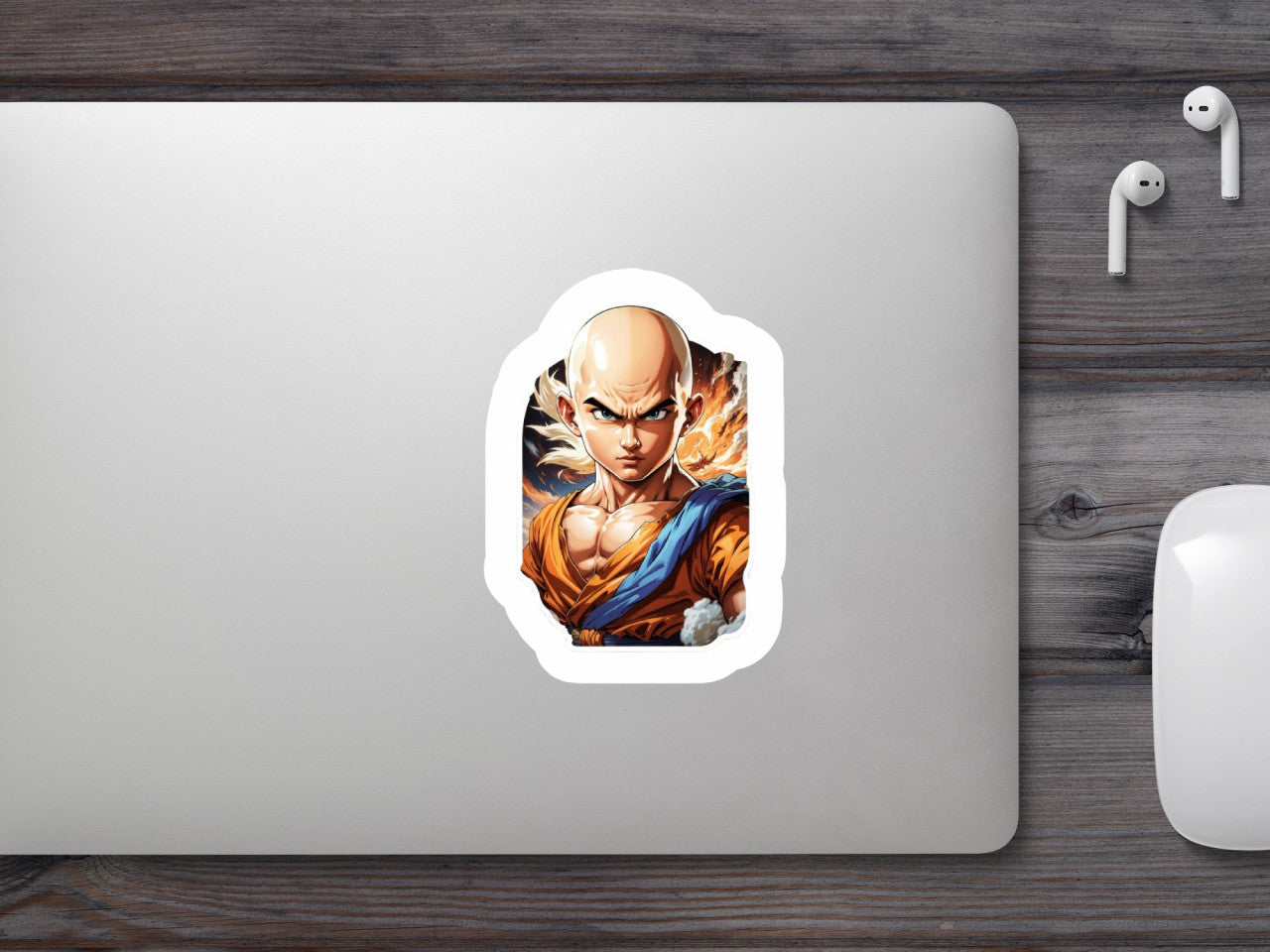 Set 2 bucati, Sticker decorativ, Krillin dragon ball, Rezistent la apa, NO6809, 16 cm, Multicolor