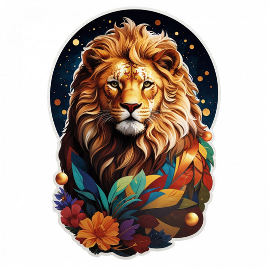 Set 2 bucati, Sticker decorativ, Leu simbol zodia leu, Rezistent la apa, NO5491, 16 cm, Multicolor