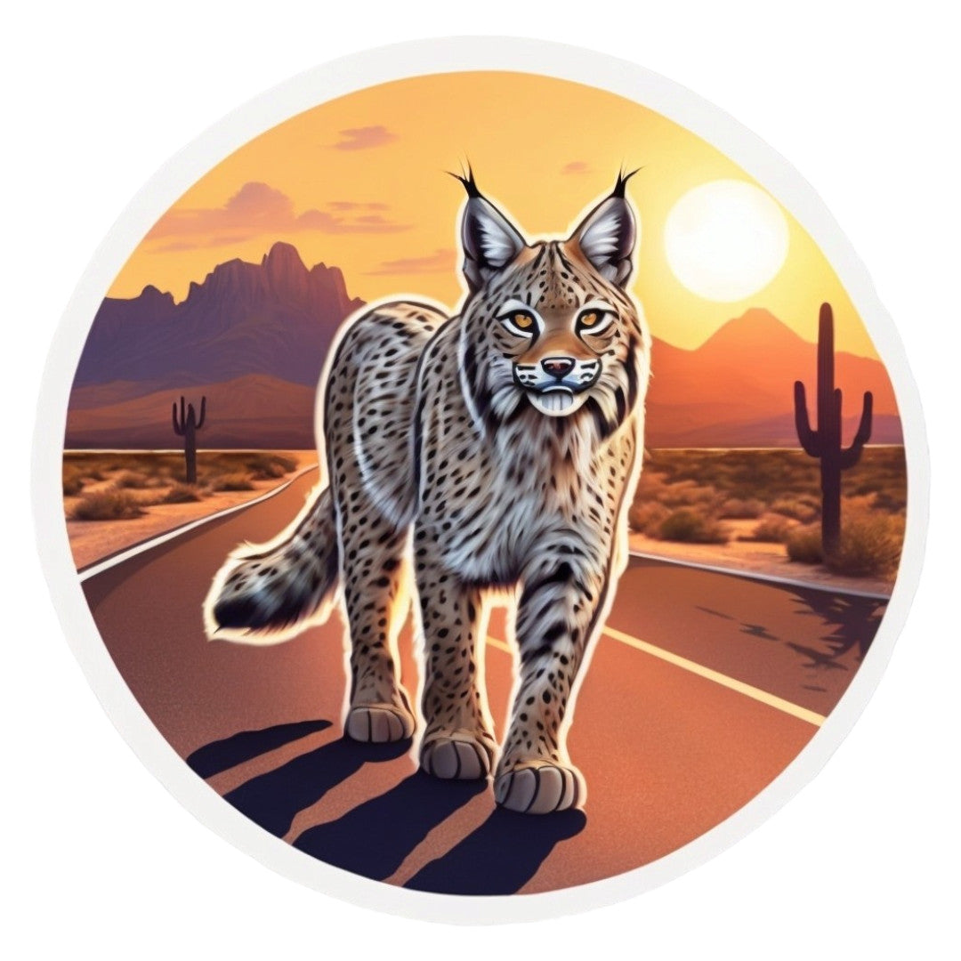 Set 2 bucati, Sticker decorativ, Linx in desert, Rezistent la apa, NO7045, 16 cm, Multicolor