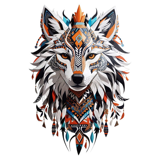 Set 2 bucati, Sticker decorativ, Lupul indian, Rezistent la apa, NO6455, 16 cm, Multicolor