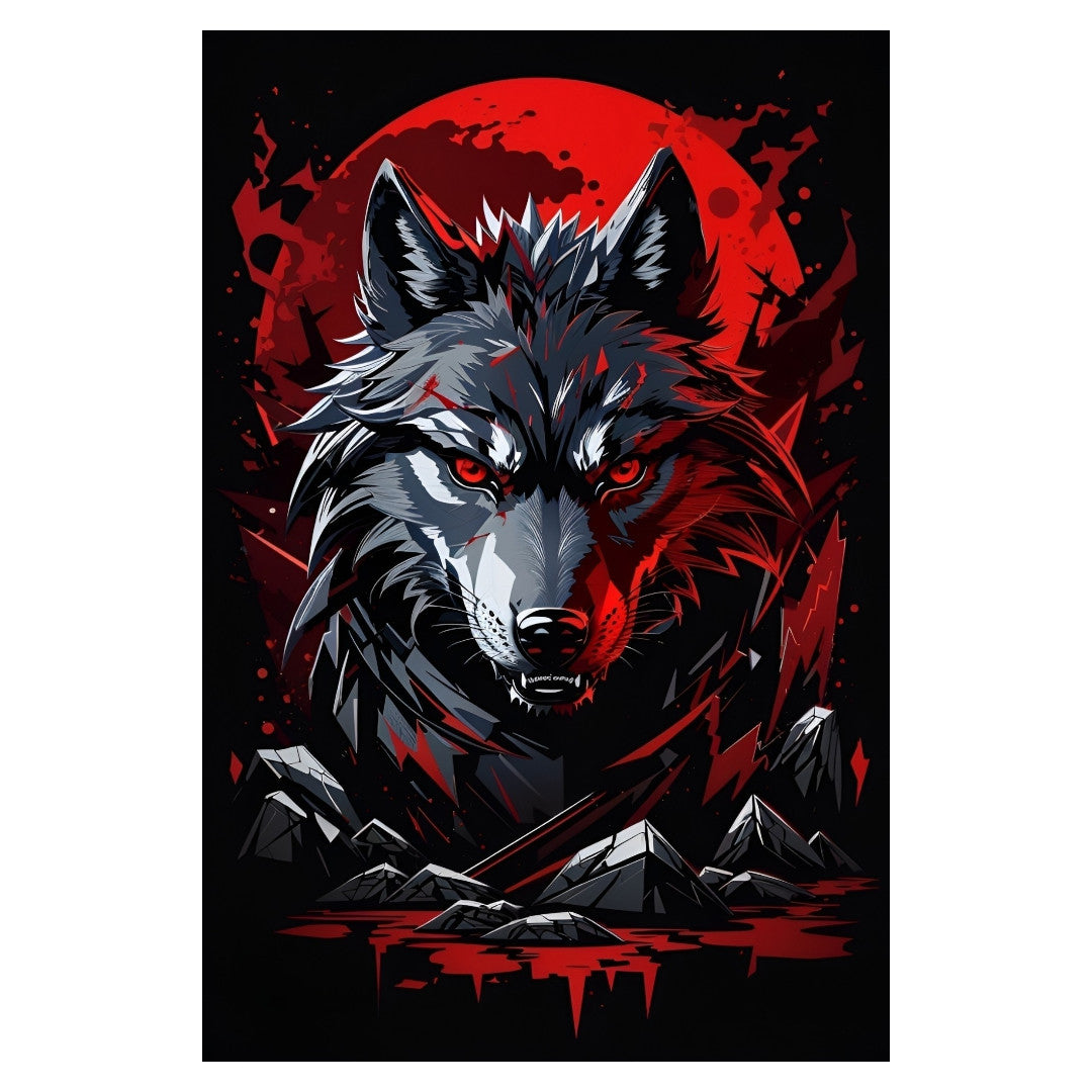 Set 2 bucati, Sticker decorativ, Lupul insangerat, Rezistent la apa, NO6415, 16 cm, Multicolor