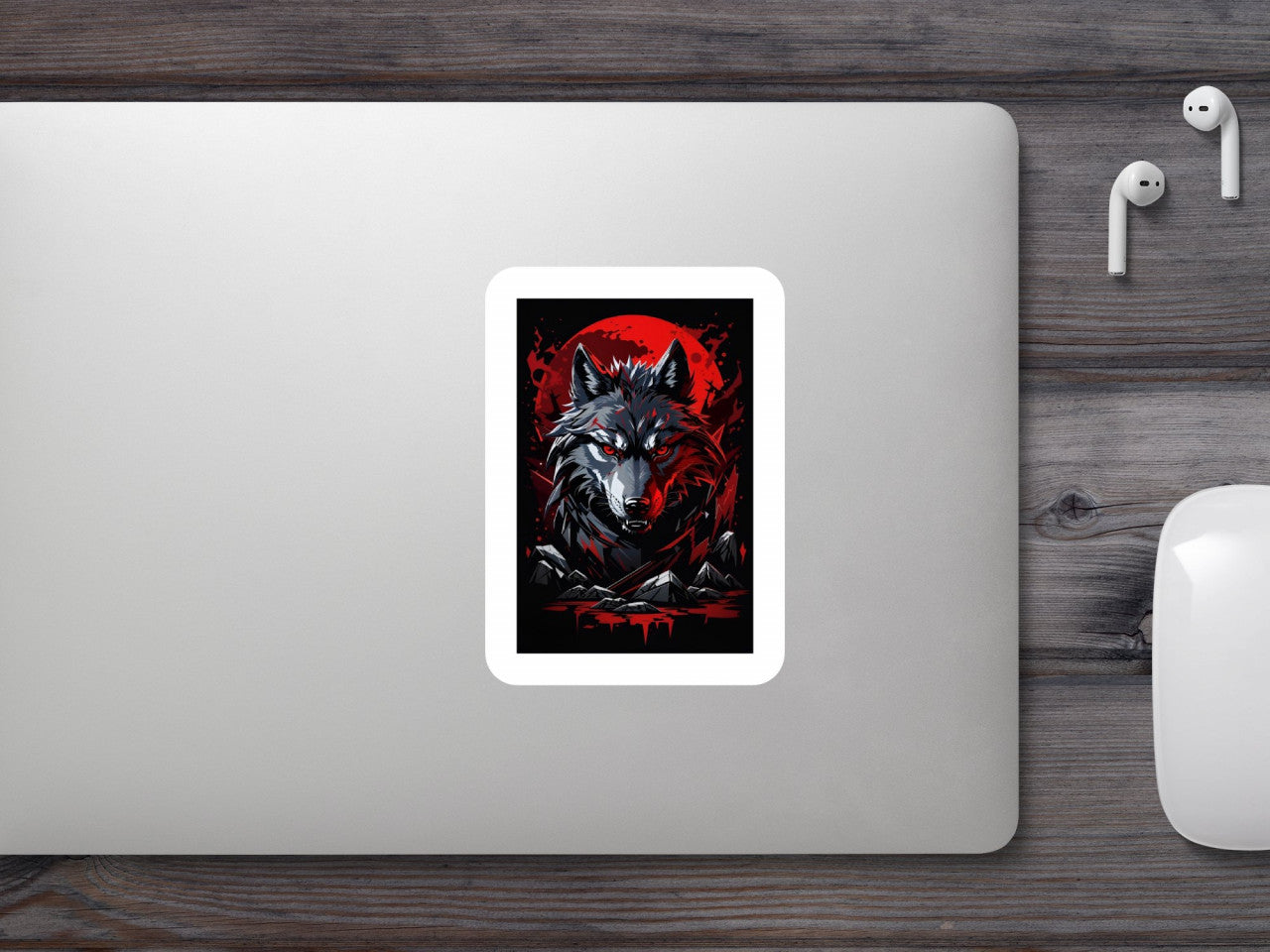 Set 2 bucati, Sticker decorativ, Lupul insangerat, Rezistent la apa, NO6415, 16 cm, Multicolor