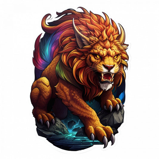 Set 2 bucati, Sticker decorativ, Manticora personaj mitic, Rezistent la apa, NO5570, 16 cm, Multicolor