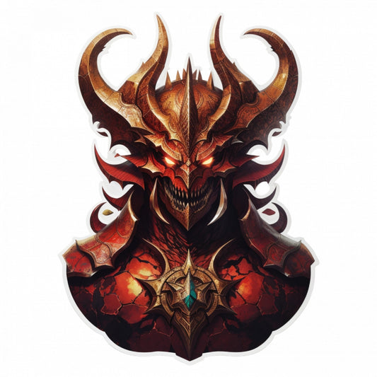Set 2 bucati, Sticker decorativ, Masca demon Ahriman, Rezistent la apa, NO4933, 16 cm, Multicolor