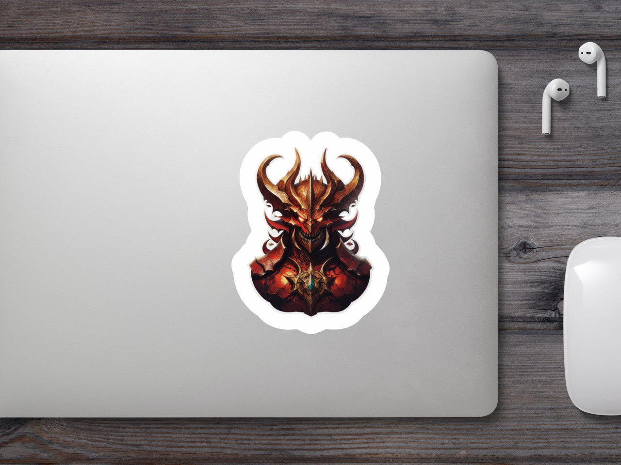 Set 2 bucati, Sticker decorativ, Masca demon Ahriman, Rezistent la apa, NO4933, 16 cm, Multicolor