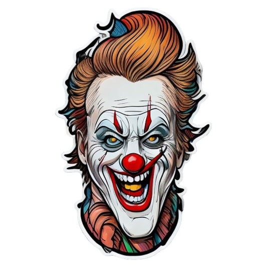 Set 2 bucati, Sticker decorativ, Masca halloween claun, Rezistent la apa, NO6934, 16 cm, Multicolor