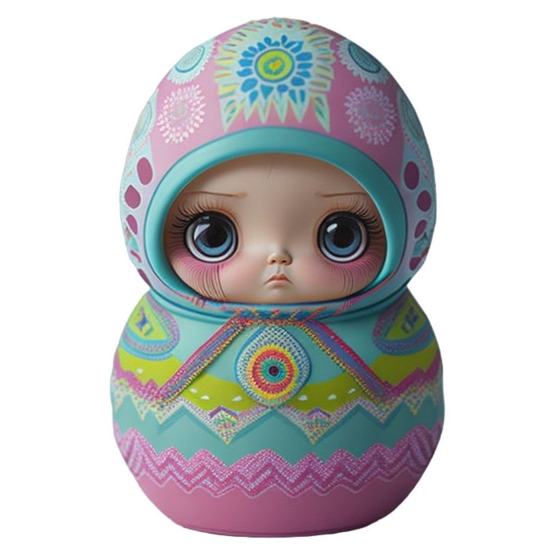 Set 2 bucati, Sticker decorativ, Matrioshka trista, Rezistent la apa, NO6966, 16 cm, Multicolor