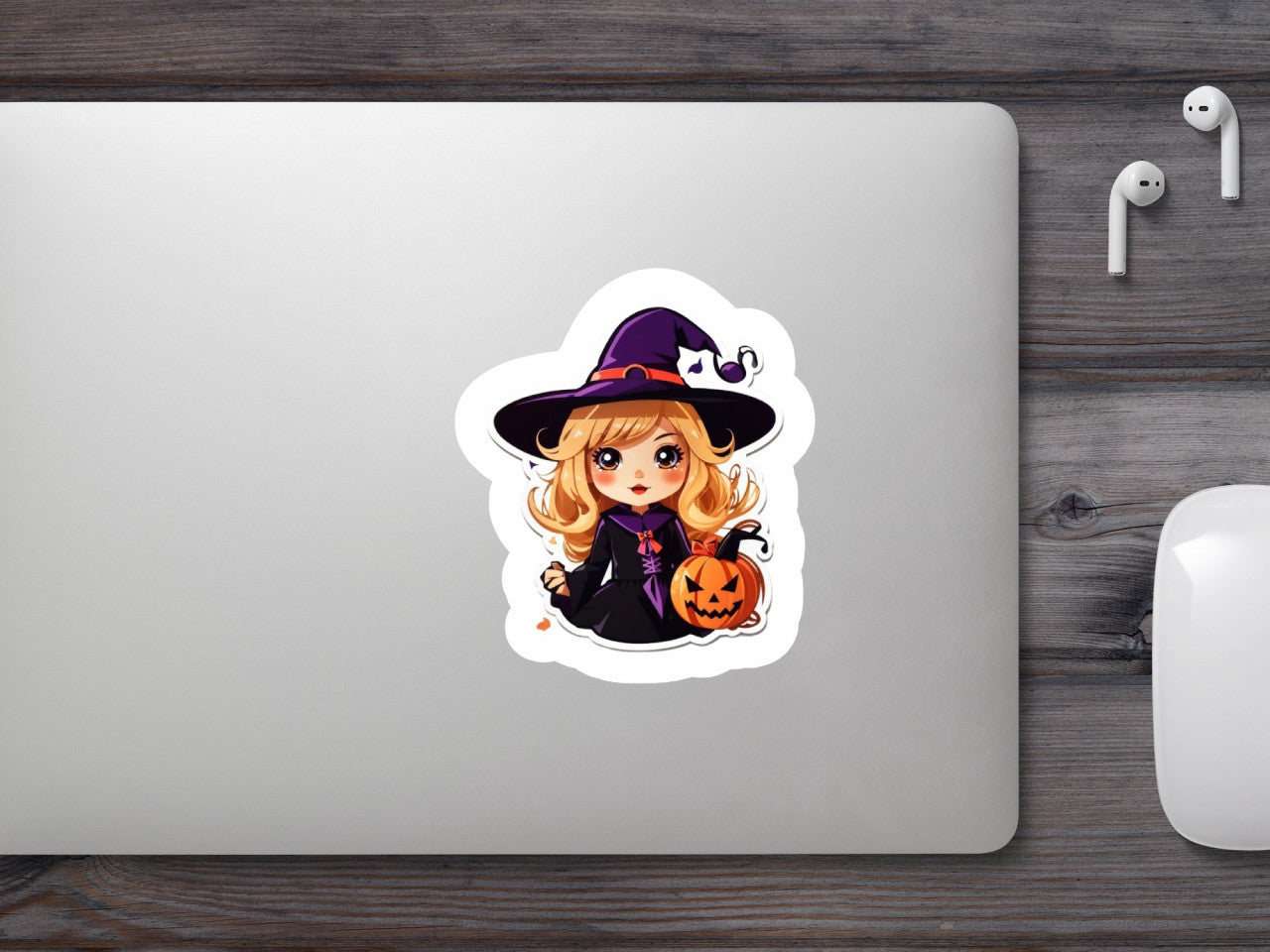 Set 2 bucati, Sticker decorativ, Mica vrajitoare halloween , Rezistent la apa, NO6920, 16 cm, Multicolor