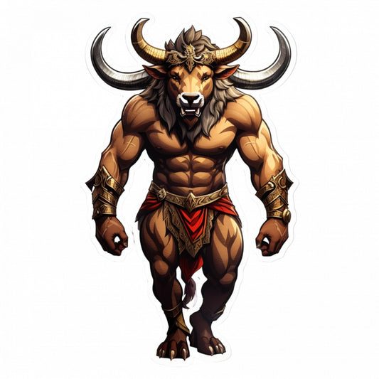 Set 2 bucati, Sticker decorativ, Minotaur personaj mitologic, Rezistent la apa, NO5609, 16 cm, Multicolor