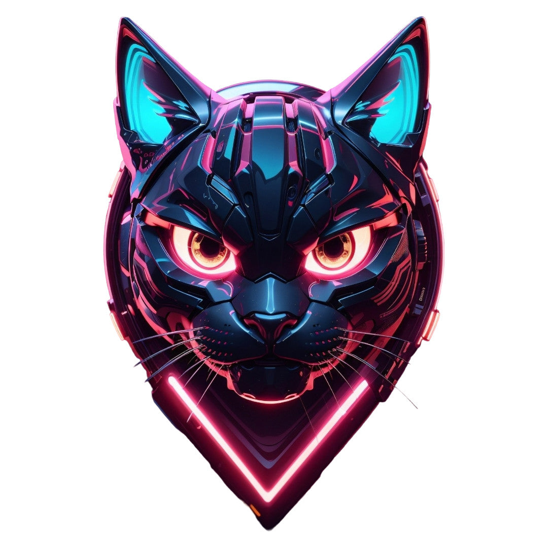 Set 2 bucati, Sticker decorativ, Motanul metalic, Rezistent la apa, NO6474, 16 cm, Multicolor