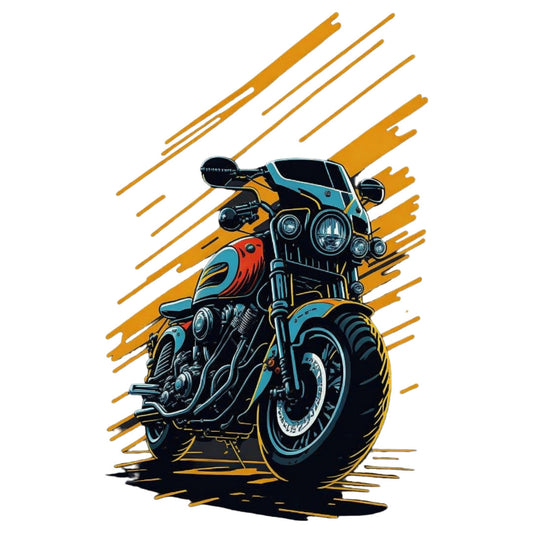 Set 2 bucati, Sticker decorativ, Motocicleta retro, Rezistent la apa, NO6178, 16 cm, Multicolor