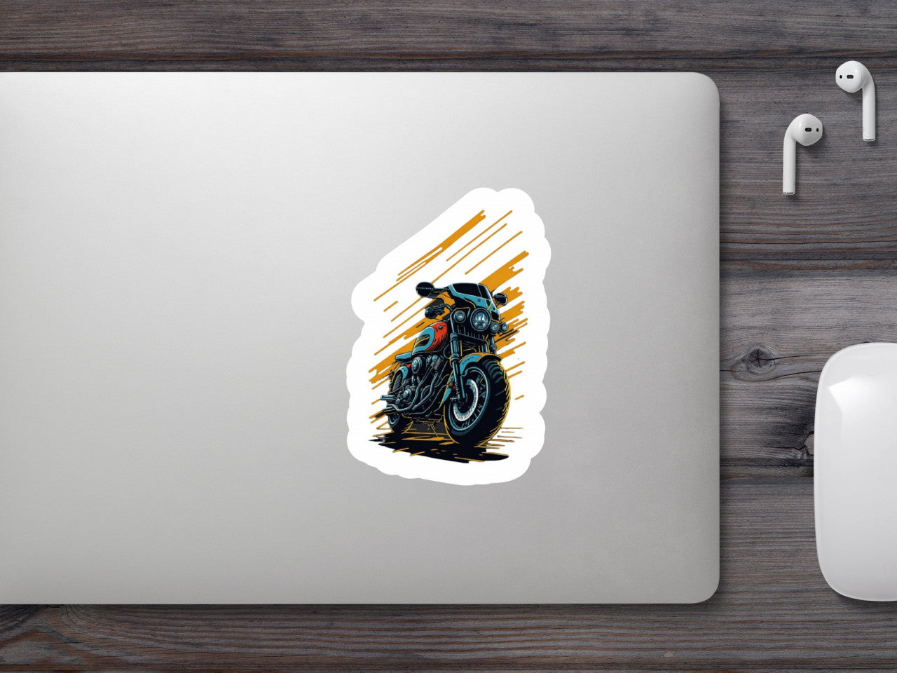Set 2 bucati, Sticker decorativ, Motocicleta retro, Rezistent la apa, NO6178, 16 cm, Multicolor