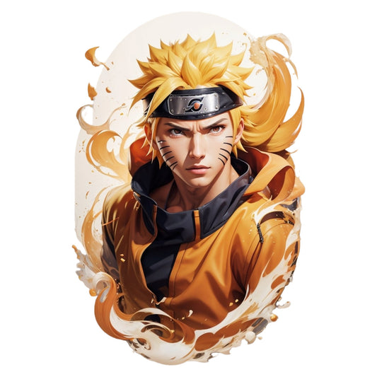 Set 2 bucati, Sticker decorativ, Naruto Uzumaki medalion, Rezistent la apa, NO6833, 16 cm, Multicolor