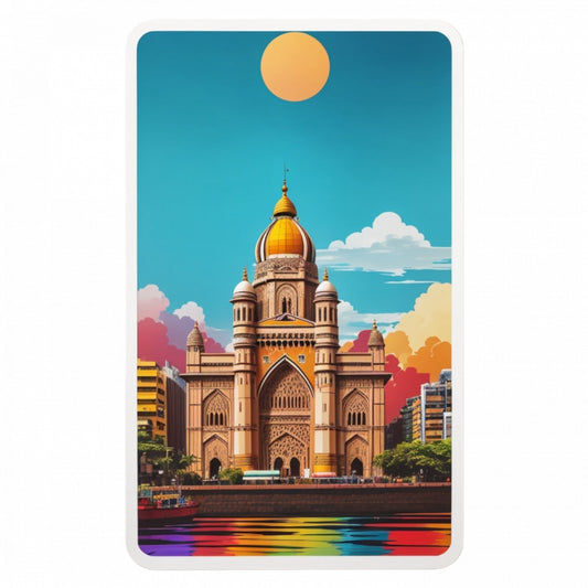 Set 2 bucati, Sticker decorativ, Oras Mumbai, Rezistent la apa, NO5640, 16 cm, Multicolor
