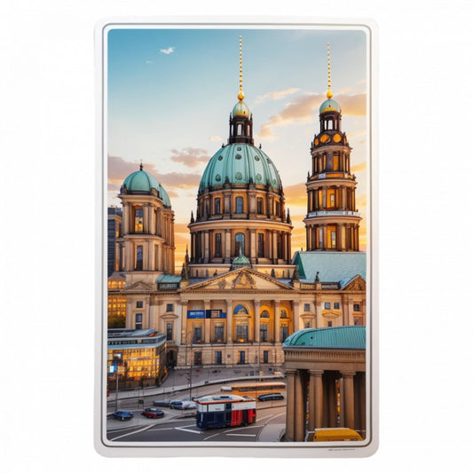 Set 2 bucati, Sticker decorativ, Orasul Berlin catedrala, Rezistent la apa, NO4741, 16 cm, Multicolor