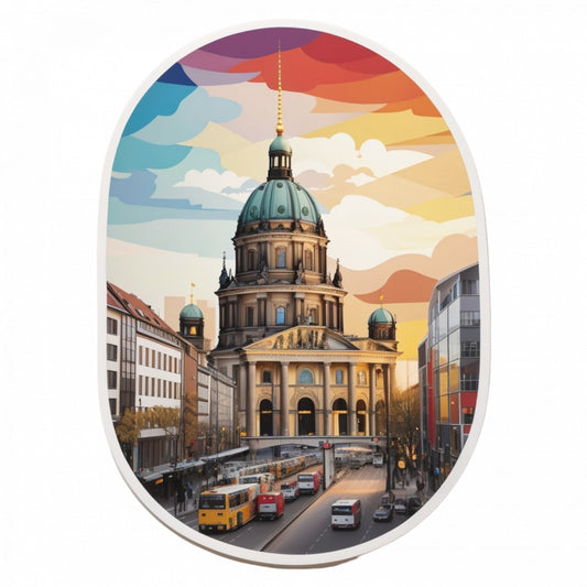 Set 2 bucati, Sticker decorativ, Orasul Berlin in centru, Rezistent la apa, NO4742, 16 cm, Multicolor