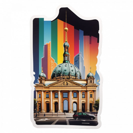Set 2 bucati, Sticker decorativ, Orasul Berlin insigna, Rezistent la apa, NO4740, 16 cm, Multicolor