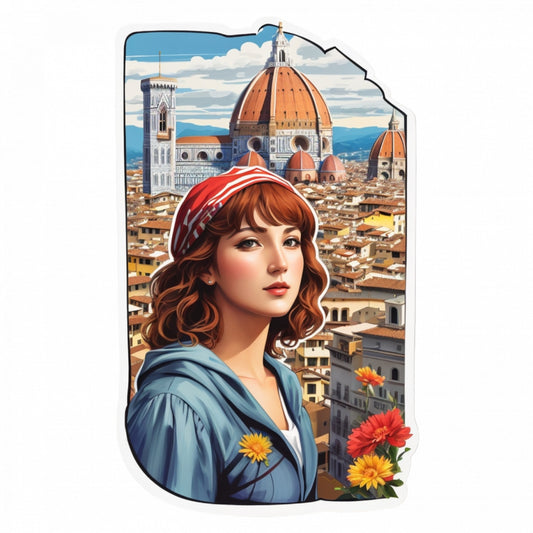 Set 2 bucati, Sticker decorativ, Orasul Florenta, Rezistent la apa, NO5252, 16 cm, Multicolor