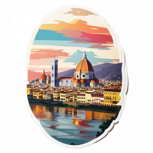 Set 2 bucati, Sticker decorativ, Orasul Florenta, Rezistent la apa, NO5254, 16 cm, Multicolor