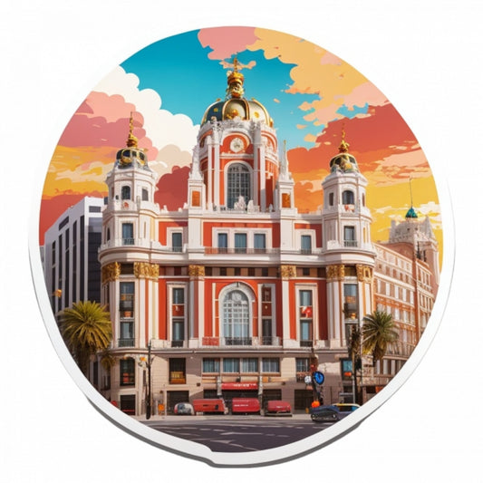 Set 2 bucati, Sticker decorativ, Orasul Madrid, Rezistent la apa, NO5544, 16 cm, Multicolor
