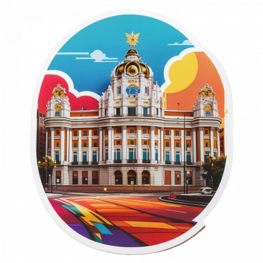 Set 2 bucati, Sticker decorativ, Orasul Madrid, Rezistent la apa, NO5545, 16 cm, Multicolor