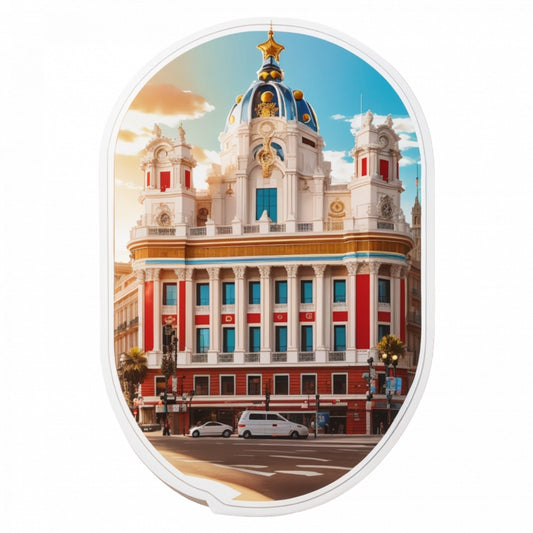 Set 2 bucati, Sticker decorativ, Orasul Madrid, Rezistent la apa, NO5546, 16 cm, Multicolor