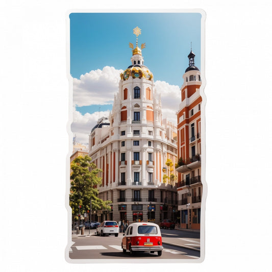 Set 2 bucati, Sticker decorativ, Orasul Madrid, Rezistent la apa, NO5547, 16 cm, Multicolor