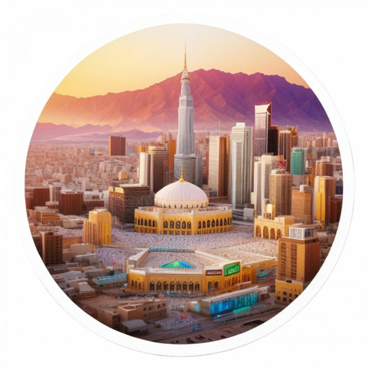 Set 2 bucati, Sticker decorativ, Orasul Mecca, Rezistent la apa, NO5587, 16 cm, Multicolor