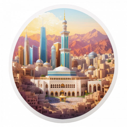 Set 2 bucati, Sticker decorativ, Orasul Mecca, Rezistent la apa, NO5588, 16 cm, Multicolor