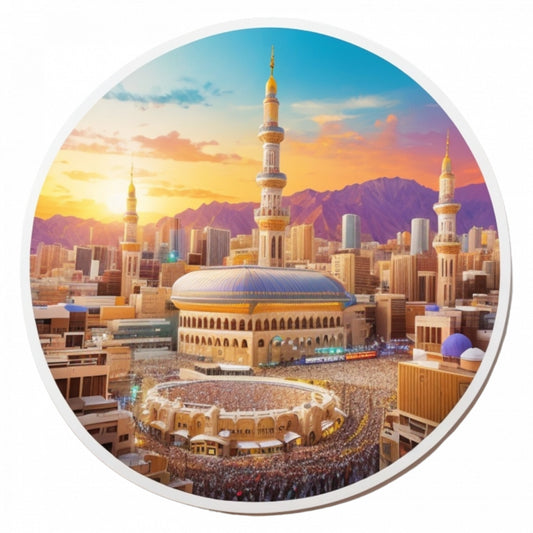 Set 2 bucati, Sticker decorativ, Orasul Mecca, Rezistent la apa, NO5590, 16 cm, Multicolor