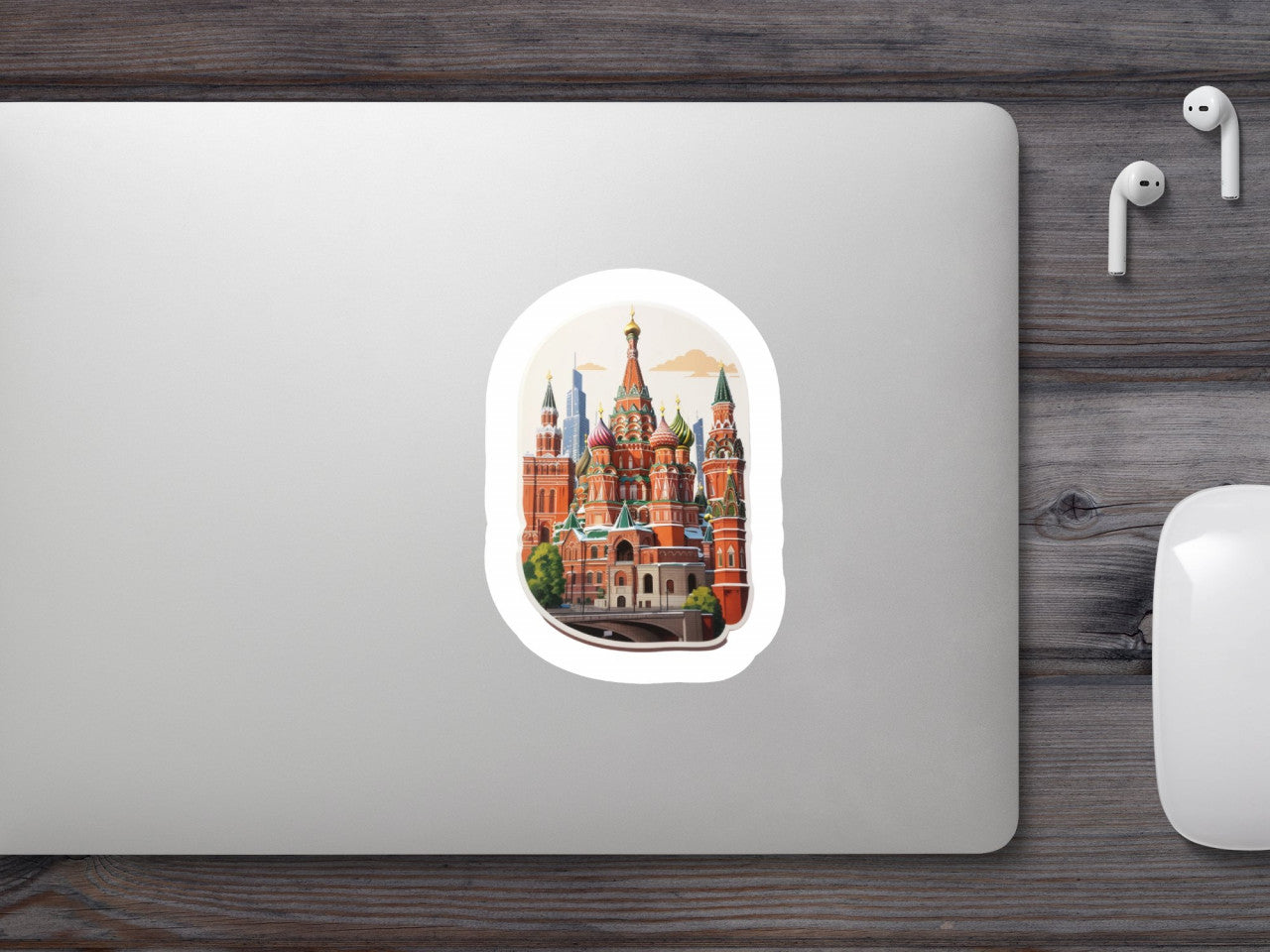 Set 2 bucati, Sticker decorativ, Orasul Moscova Piata rosie, Rezistent la apa, NO5631, 16 cm, Multicolor
