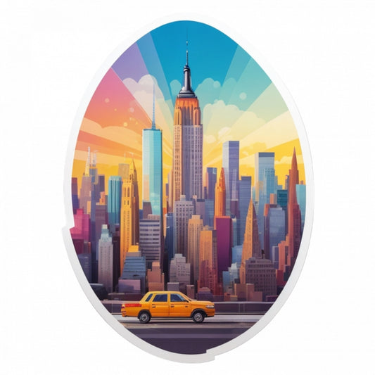 Set 2 bucati, Sticker decorativ, Orasul New York, Rezistent la apa, NO5660, 16 cm, Multicolor