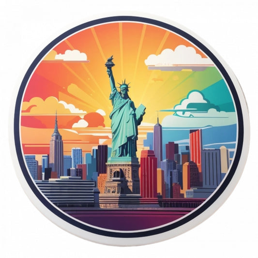 Set 2 bucati, Sticker decorativ, Orasul New York statuia Victoria, Rezistent la apa, NO5665, 16 cm, Multicolor