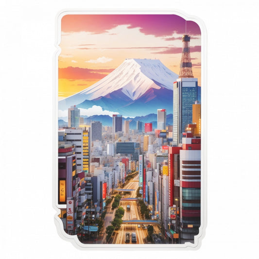 Set 2 bucati, Sticker decorativ, Orasul Osaka, Rezistent la apa, NO5697, 16 cm, Multicolor