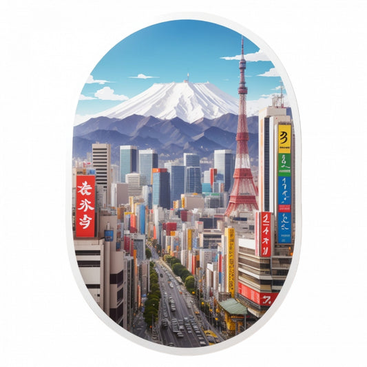 Set 2 bucati, Sticker decorativ, Orasul Osaka, Rezistent la apa, NO5698, 16 cm, Multicolor