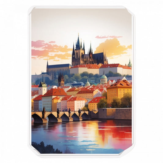 Set 2 bucati, Sticker decorativ, Orasul Praga catedrala, Rezistent la apa, NO5807, 16 cm, Multicolor