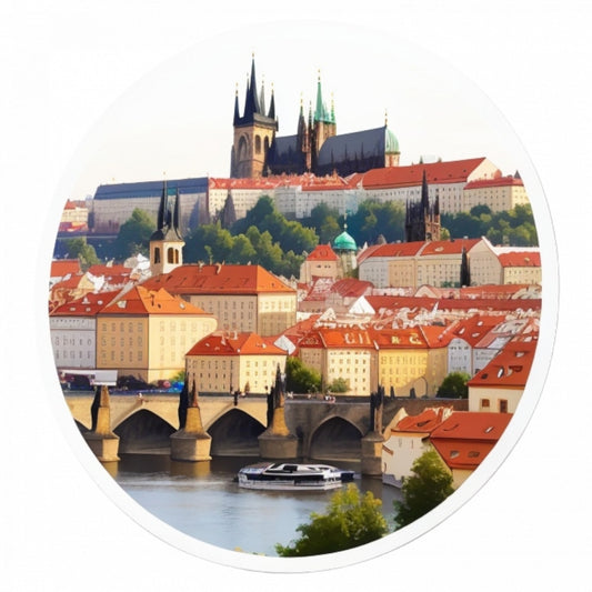 Set 2 bucati, Sticker decorativ, Orasul Praga pod, Rezistent la apa, NO5808, 16 cm, Multicolor