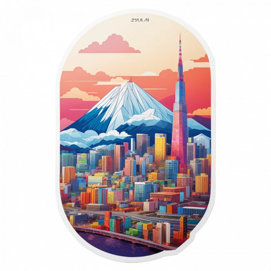 Set 2 bucati, Sticker decorativ, Orasul Seoul, Rezistent la apa, NO5896, 16 cm, Multicolor
