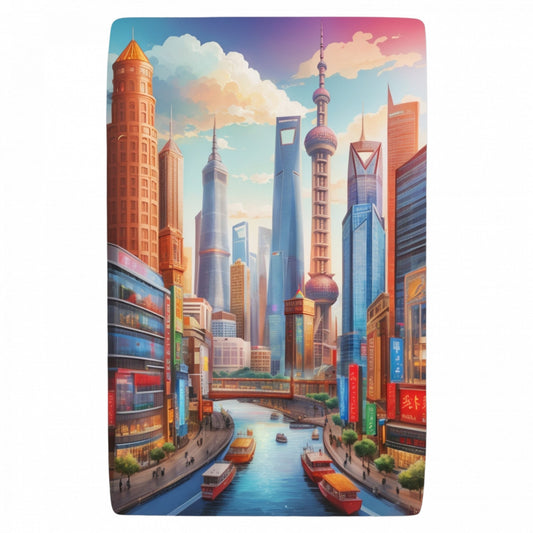 Set 2 bucati, Sticker decorativ, Orasul Shanghai, Rezistent la apa, NO5902, 16 cm, Multicolor